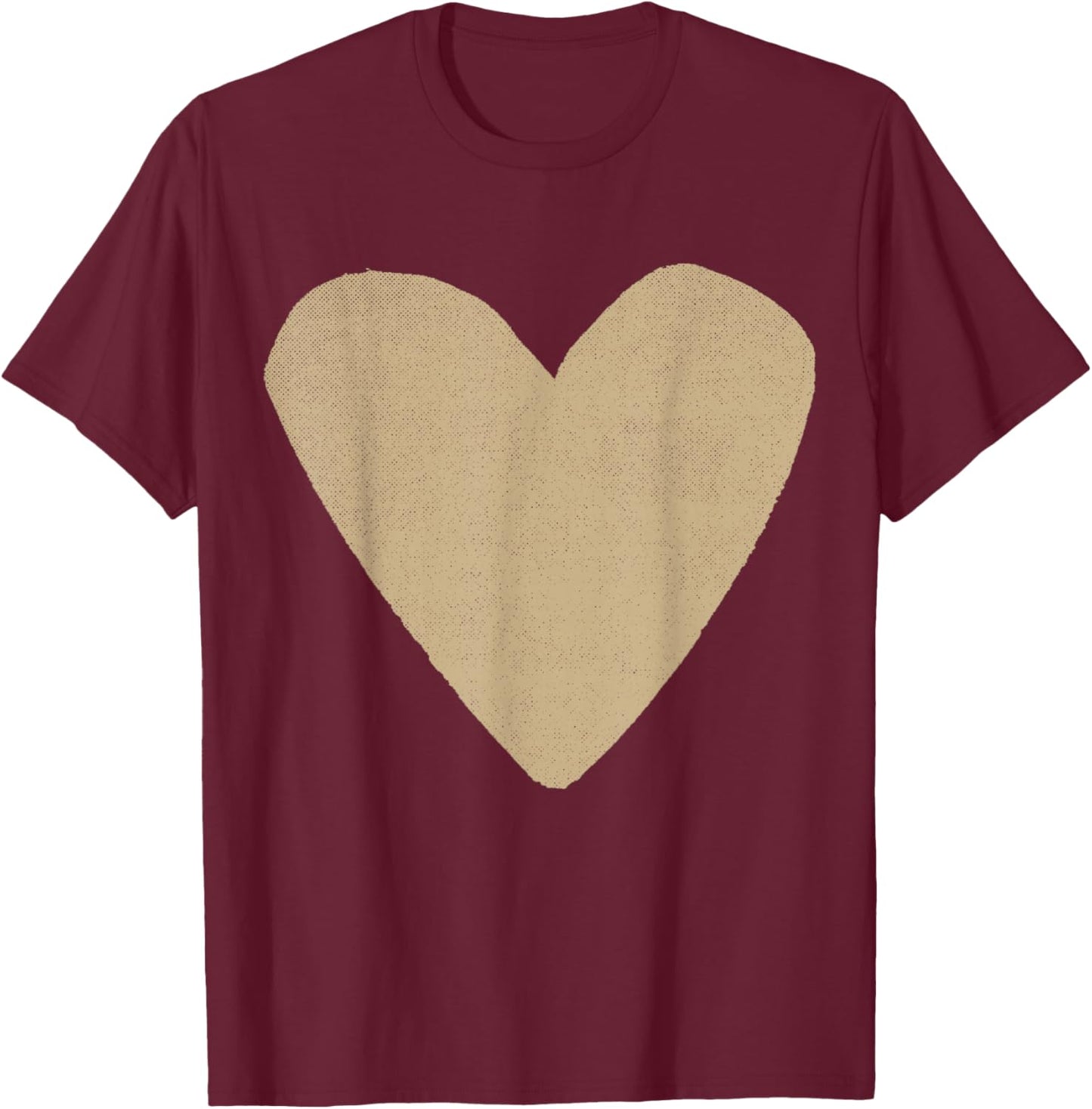 Boho Tops Valentines Day Cute Girls Tan Heart T-Shirt - T-Shirt | Maroon