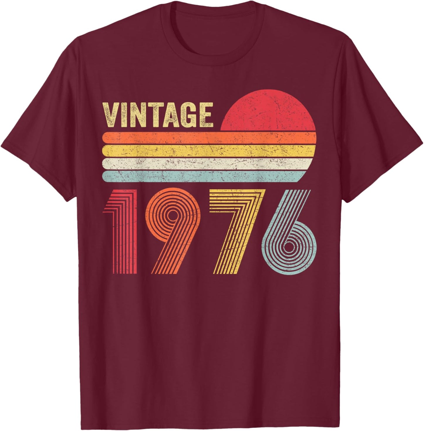 Vintage 1976 50th Birthday Gift Men Women 50 Years Old T-Shirt - T-Shirt | Maroon