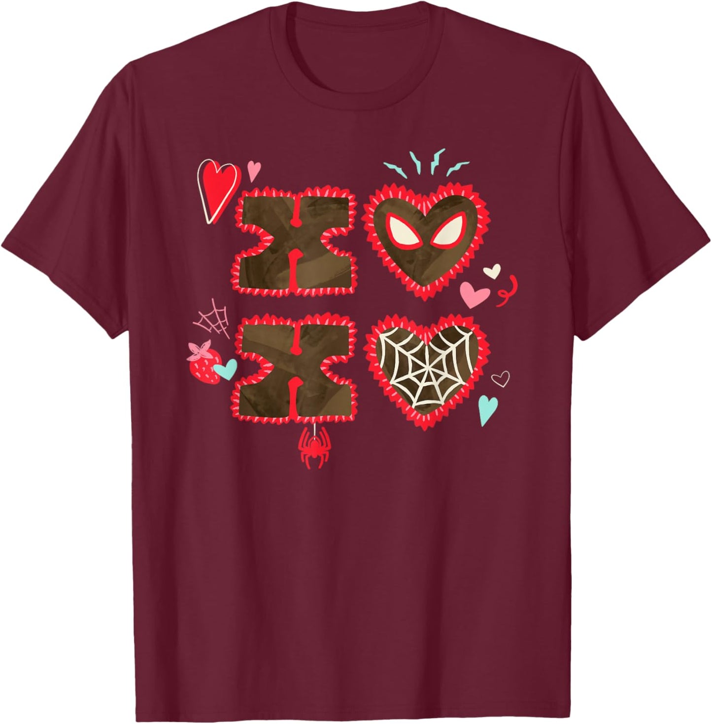 Marvel Spider-Man XOXO Valentine's Day Heart Gift T-Shirt - T-Shirt | Maroon