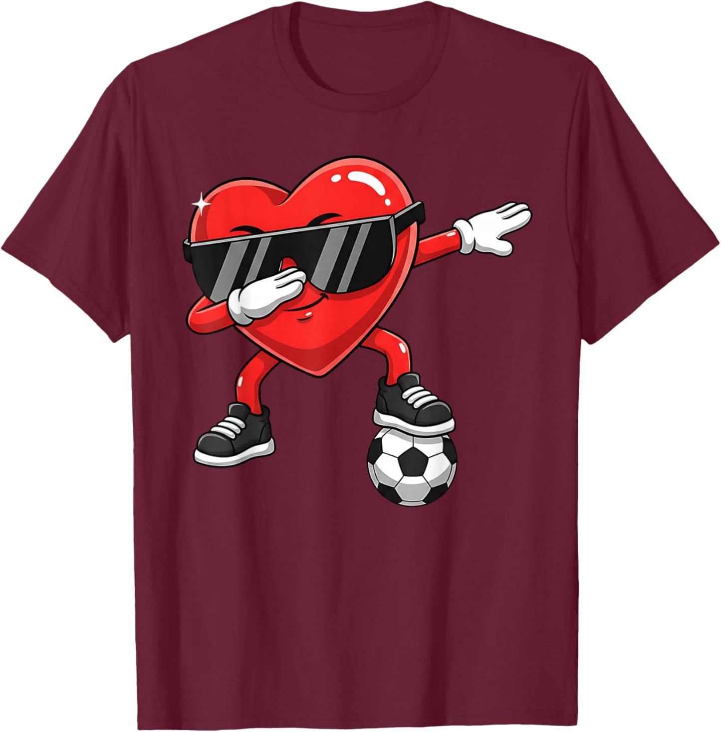 Valentines Day Football Heart Dab Soccer Men Boys Kids Teens T-Shirt - T-Shirt | Maroon
