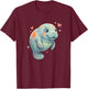 Adorable Colorful Manatee with Hearts Lovers T-Shirt - T-Shirt | Maroon