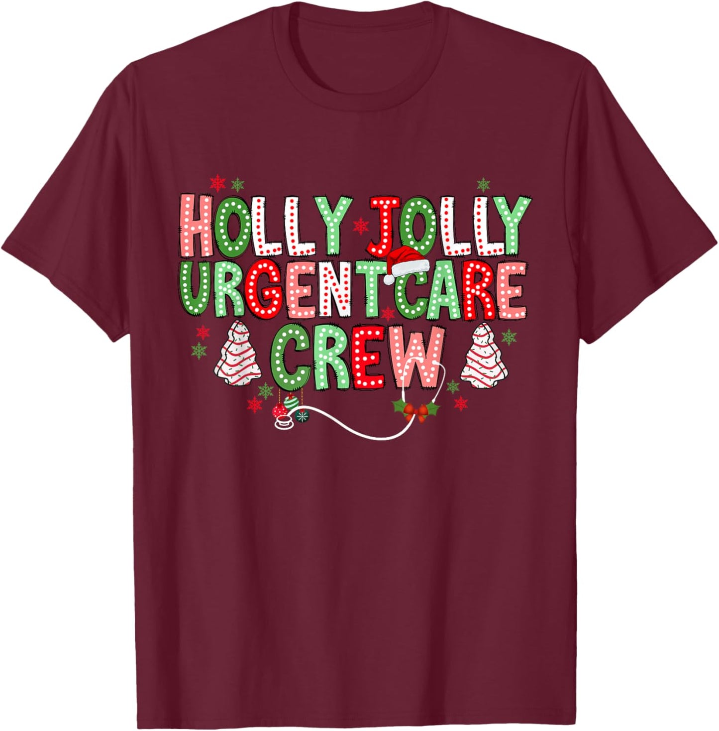 Urgent Care Nurse Crew Christmas Minor Injury Unit RN ICU T-Shirt - T-Shirt | Maroon