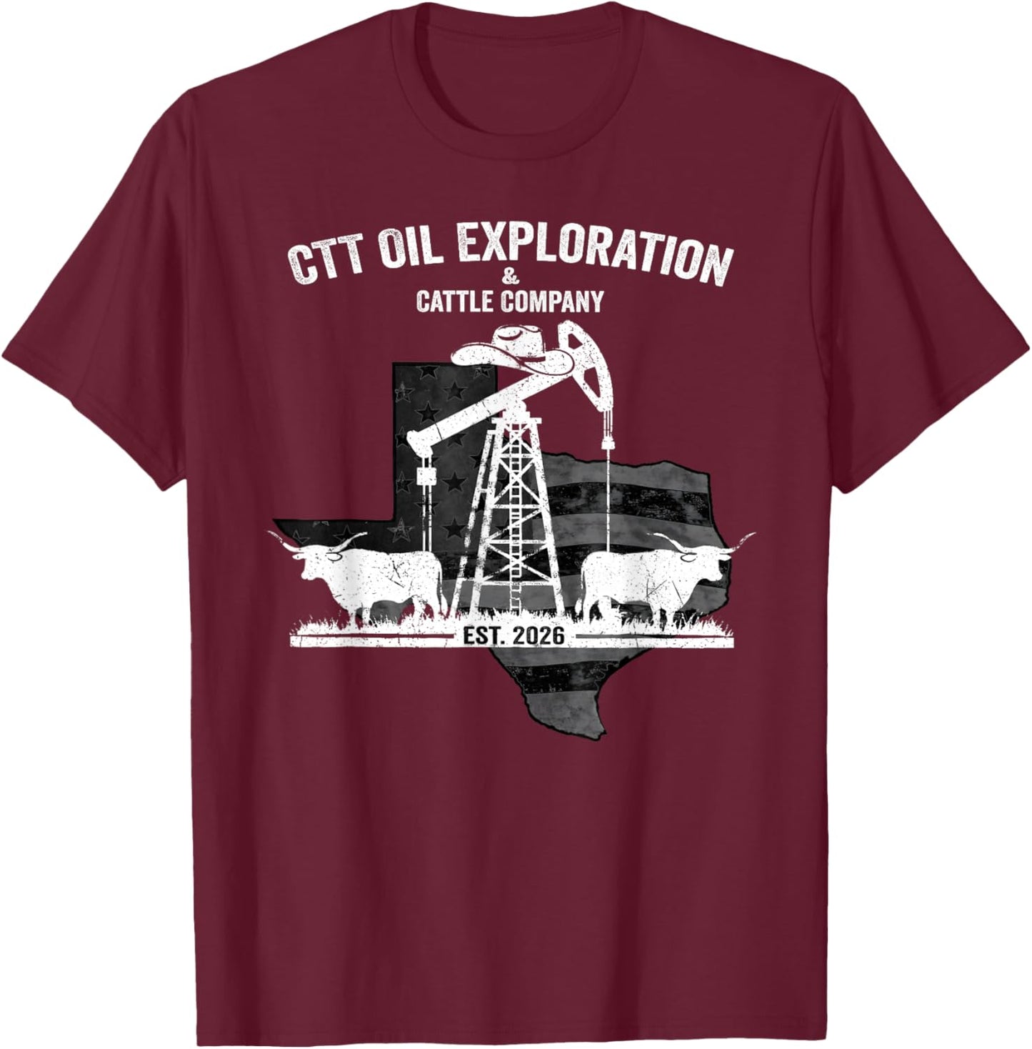 Vintage Texas Oilfield Rancher Cowboy Western Pride T-Shirt - T-Shirt | Maroon