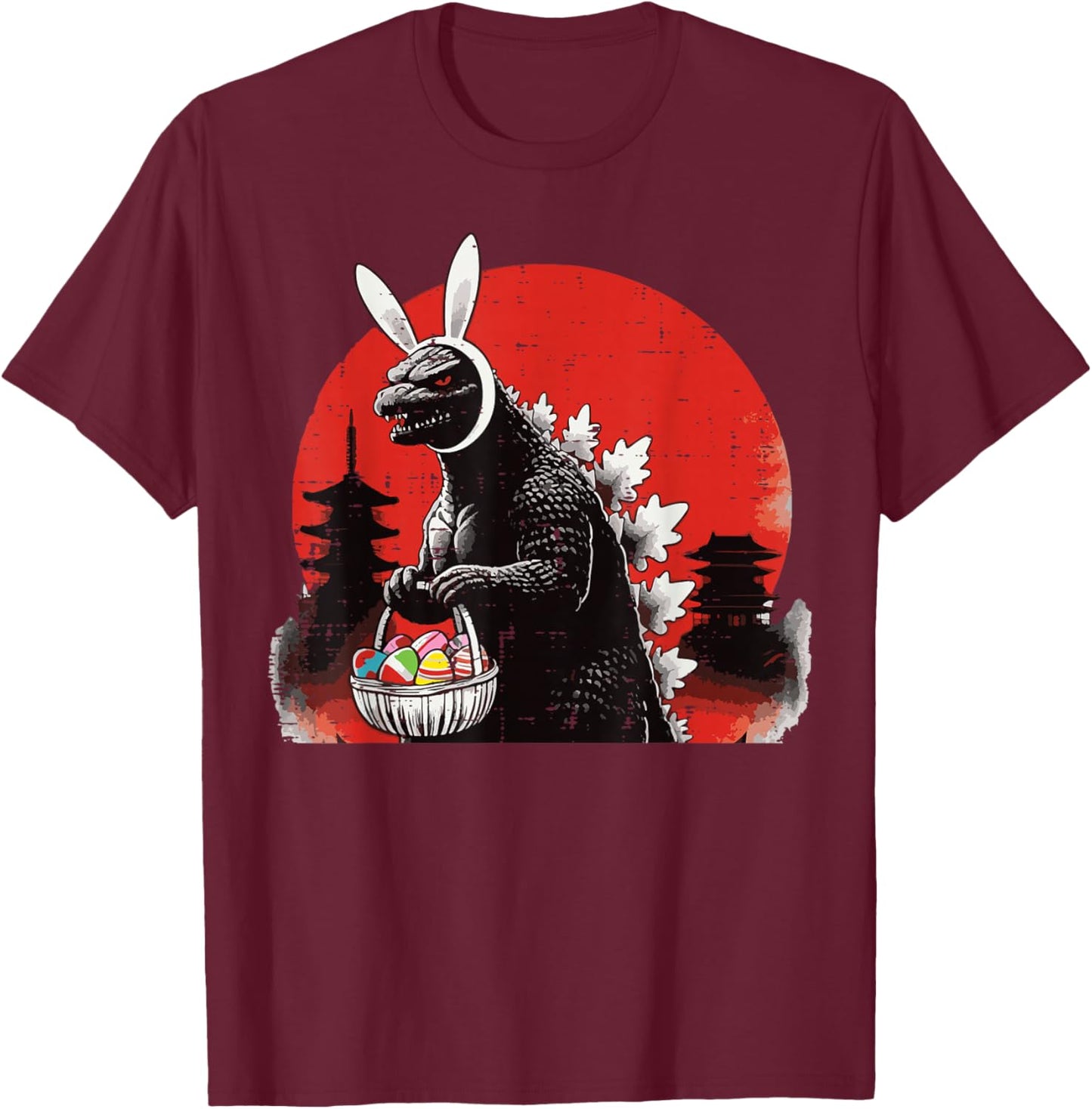 Easter Japanese Monster Bunny Ears Eggs Kaiju Men Women Kids T-Shirt - T-Shirt | Maroon