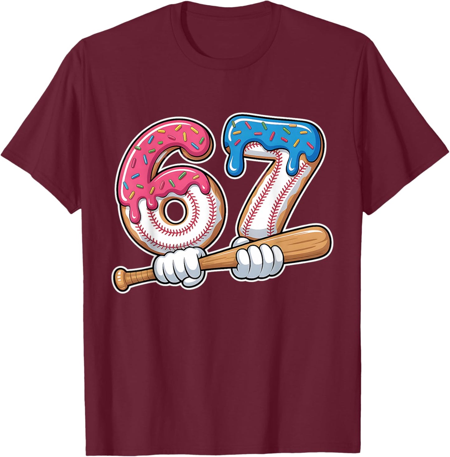 Baseball 67 Kids Ice Cream Drip Six Seven Youth Boys T-Shirt - T-Shirt | Maroon