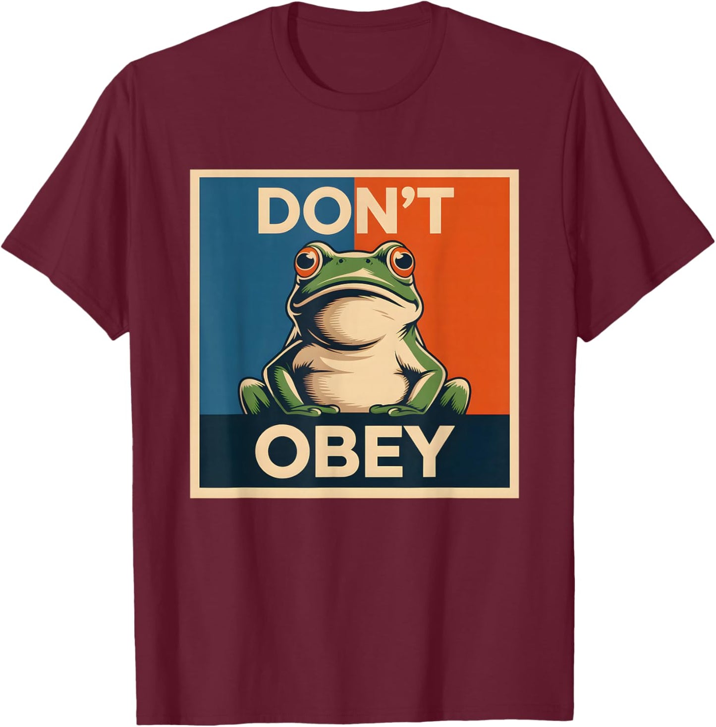 Portland Frog Don't Obey T-Shirt - T-Shirt | Maroon