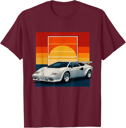 Sports Car Countach Italian Fast Classic Supercar T-Shirt - T-Shirt | Maroon