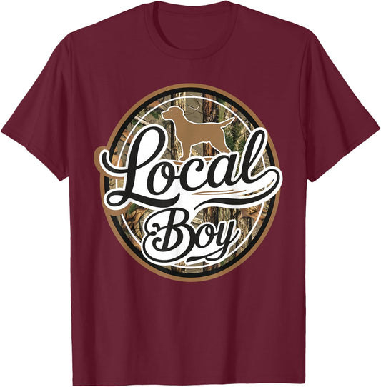 Black Lab Dog Local Southern Boy Camo Duck Hunting Youth Men T-Shirt - T-Shirt | Maroon