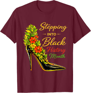 Stepping Into Black History Month High Heels Girls T-Shirt - T-Shirt | Maroon