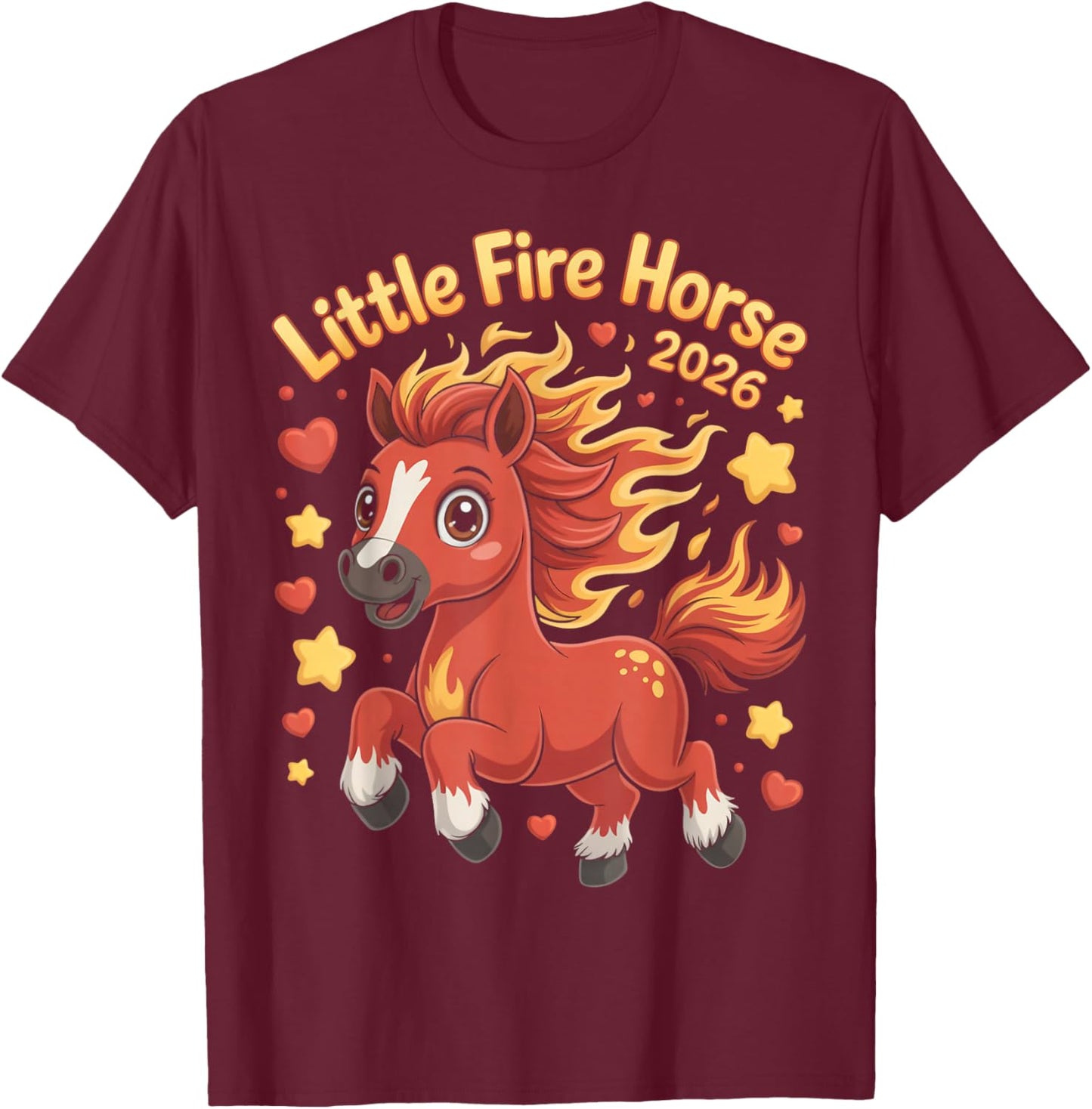 Little Fire Horse Chinese Lunar New Year of The Horse 2026 T-Shirt - T-Shirt | Maroon