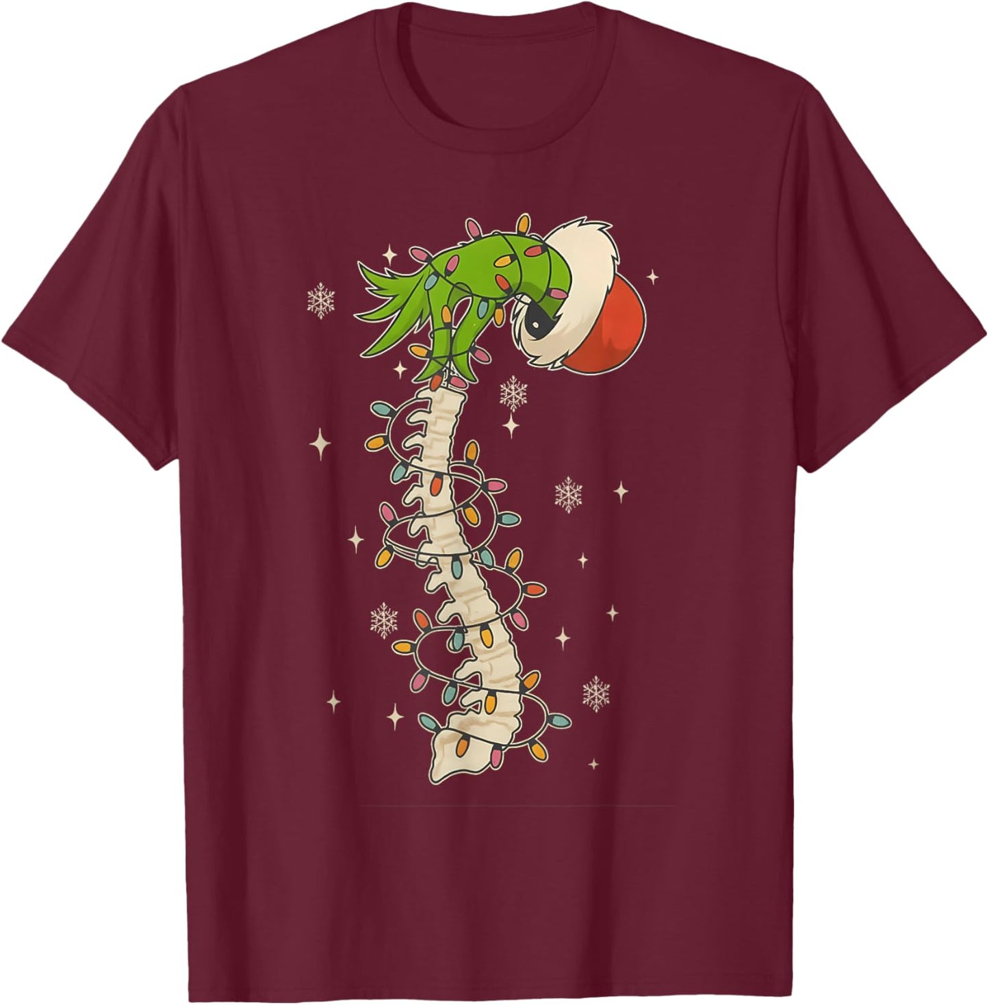 Coquette Orthopedic Nurse Christmas, Xmas Spine Skeleton T-Shirt - T-Shirt | Maroon