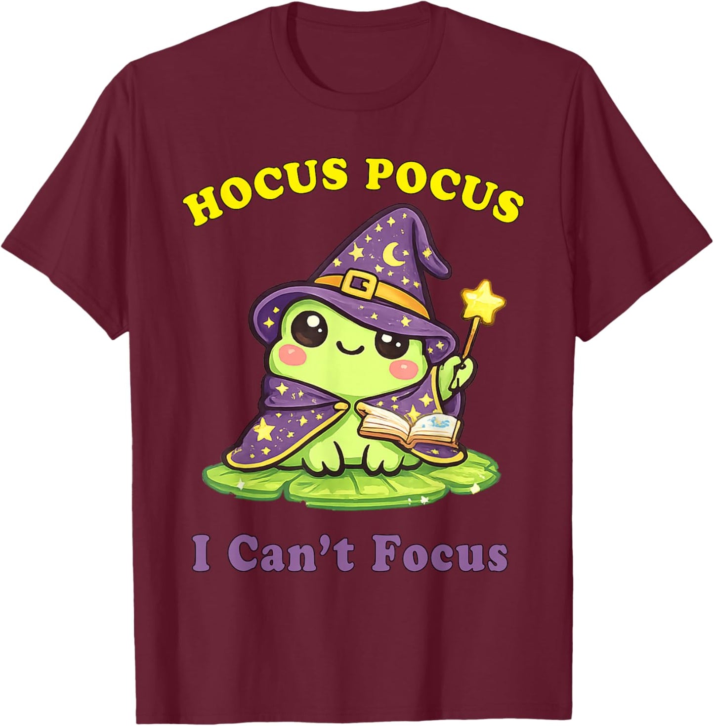 Humor ADHD Hyperactivity Disorder Hocus Pocus I Can’t Focus T-Shirt - T-Shirt | Maroon