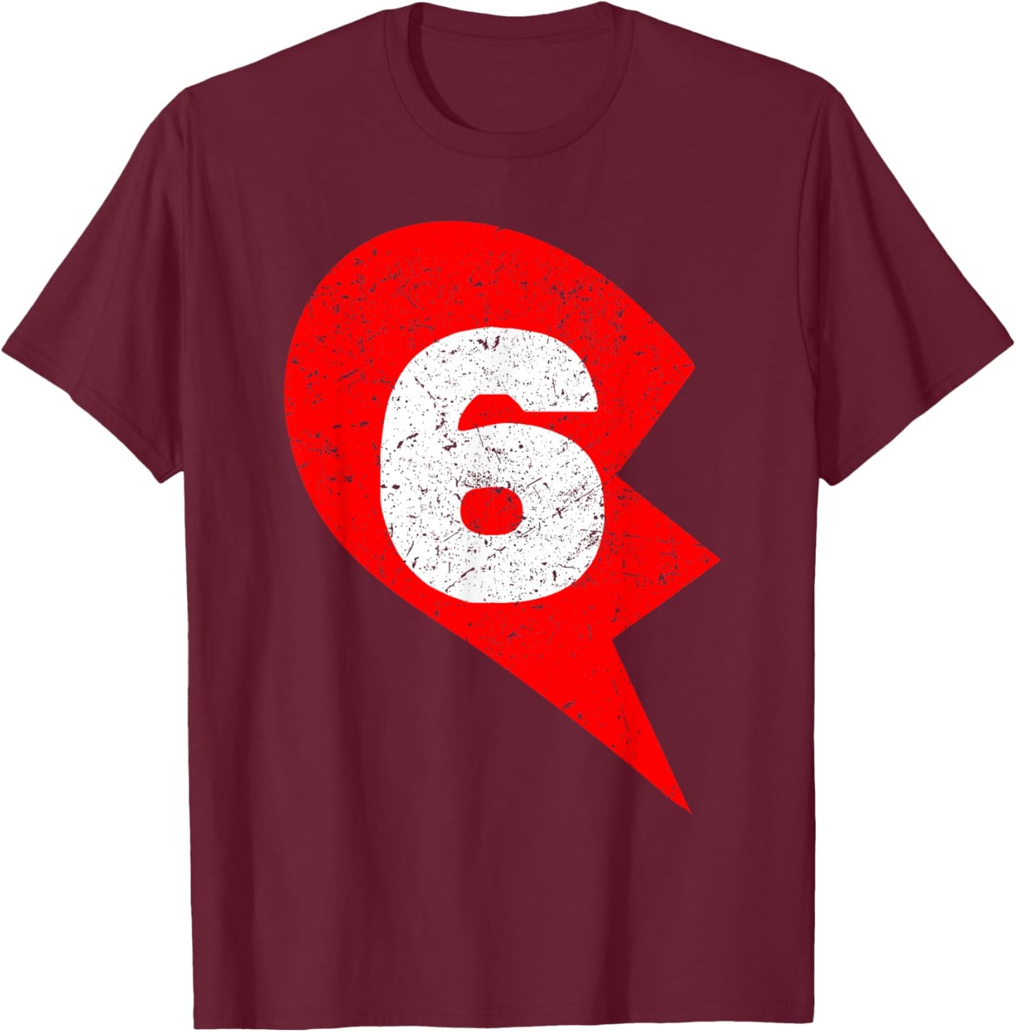 Number 6 Funny Matching Couple Friends Valentines Heart 67 T-Shirt - T-Shirt | Maroon