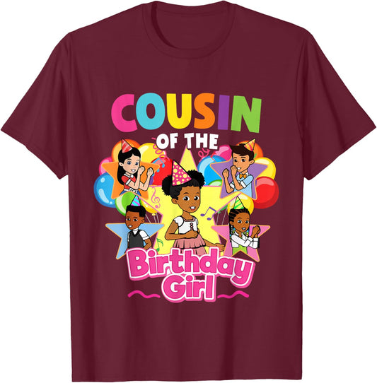 Cousin Birthday Girl Gracie Pink Doll Family Decorations T-Shirt - T-Shirt | Maroon