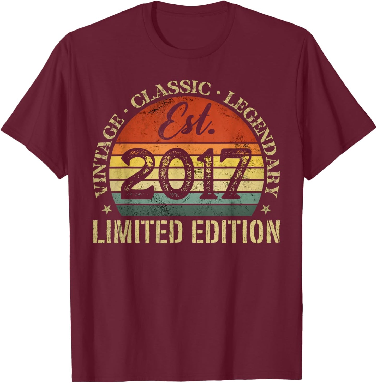 Vintage Classic Legendary Est. 2017 Limited Edition T-Shirt - T-Shirt | Maroon