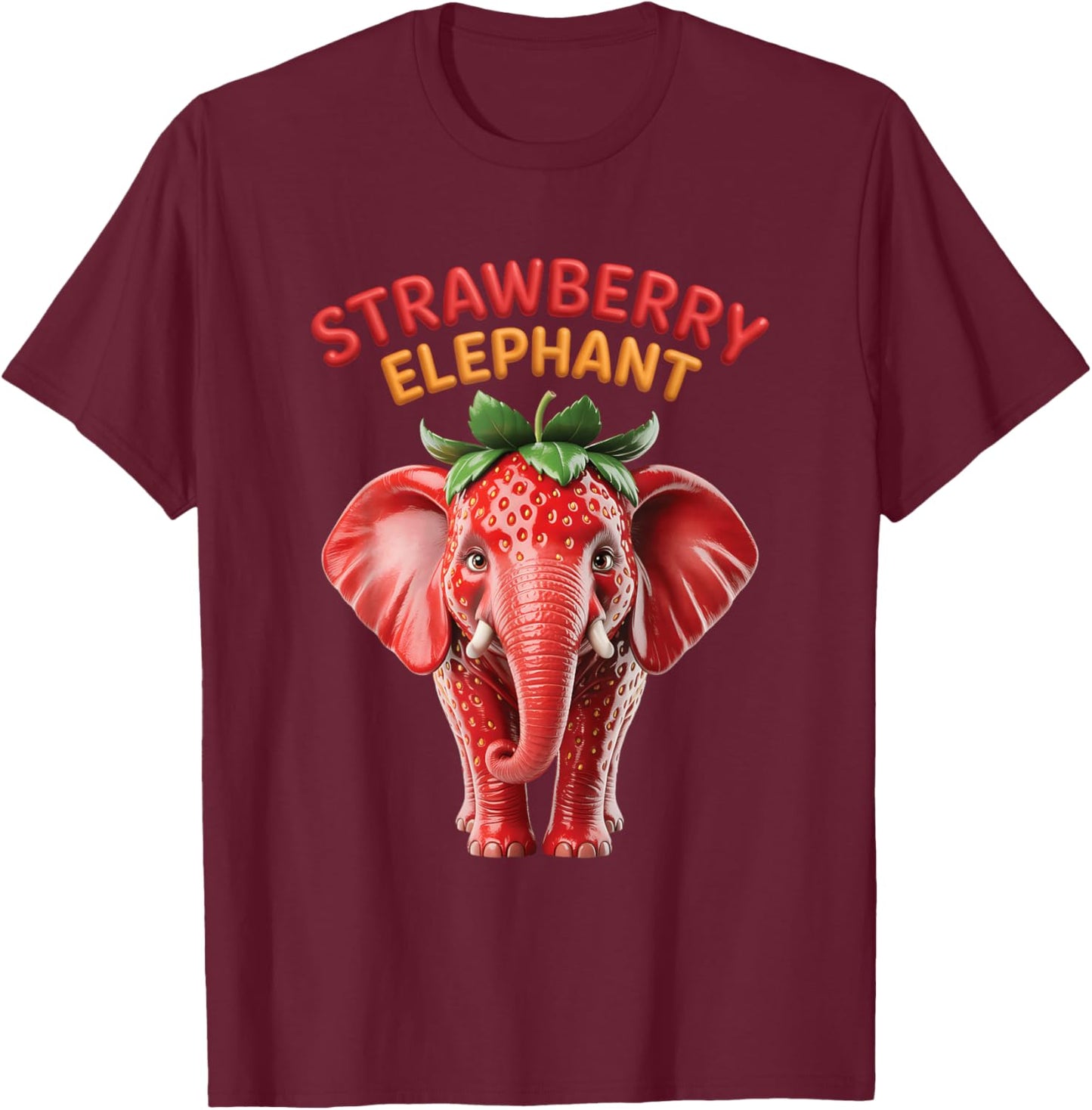 Strawberry a Elephant Italian Meme Brainr0t Animal Fruit T-Shirt - T-Shirt | Maroon