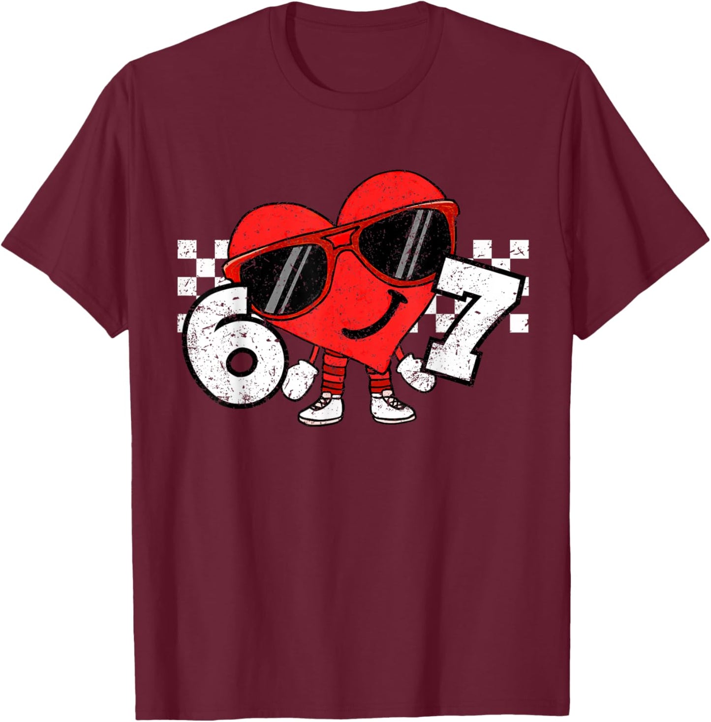 Funny Valentines Heart 67 Six Seven Boys Kids Teens T-Shirt - T-Shirt | Maroon