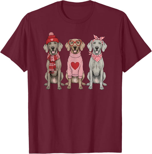 Cute Weimaraner Valentine Dog T-Shirt - T-Shirt | Maroon