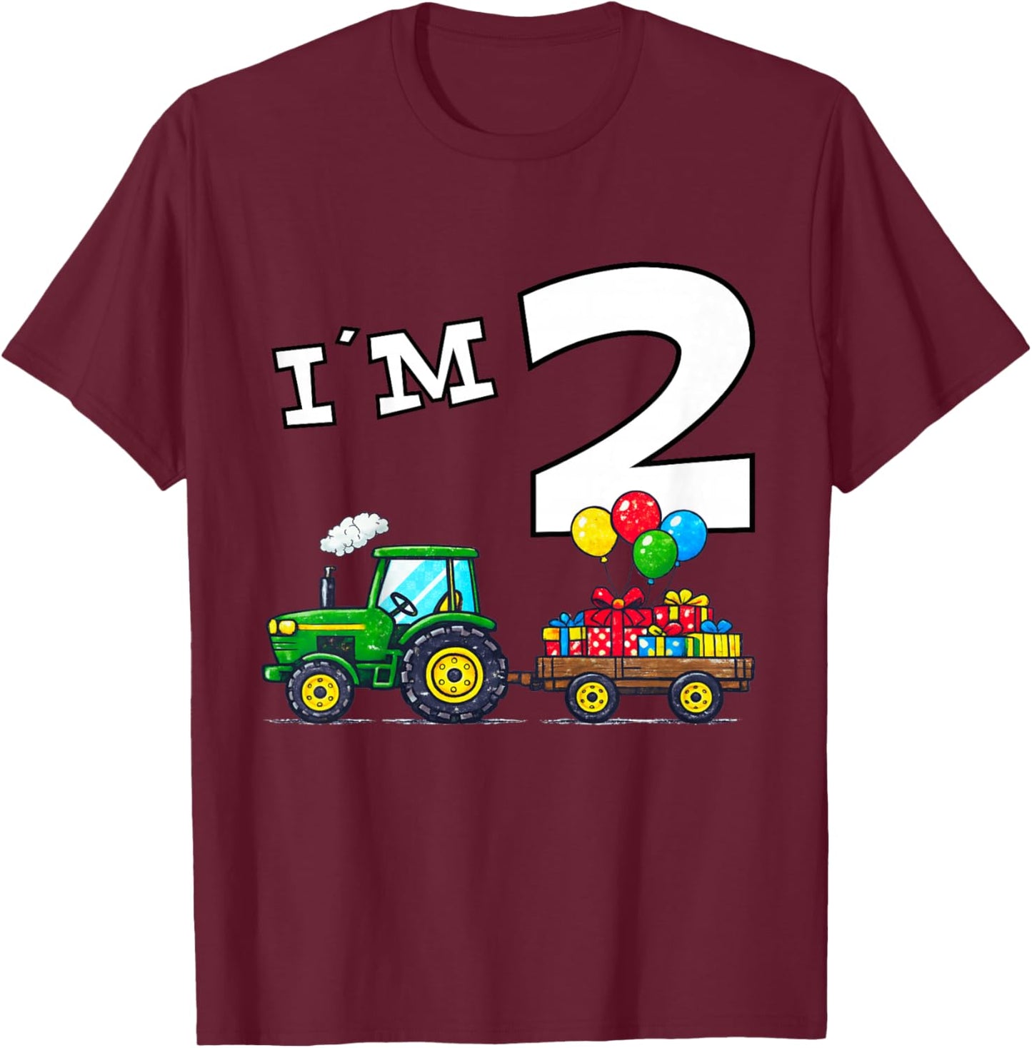 Farm Tractor 2nd Birthday Farmer 2 T-Shirt - T-Shirt | Maroon
