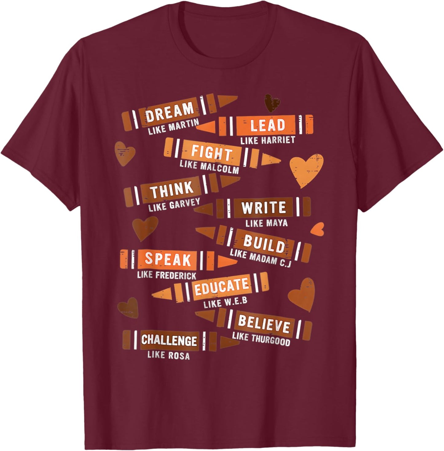 Black History Month Martin African Women Men Kids T-Shirt - T-Shirt | Maroon