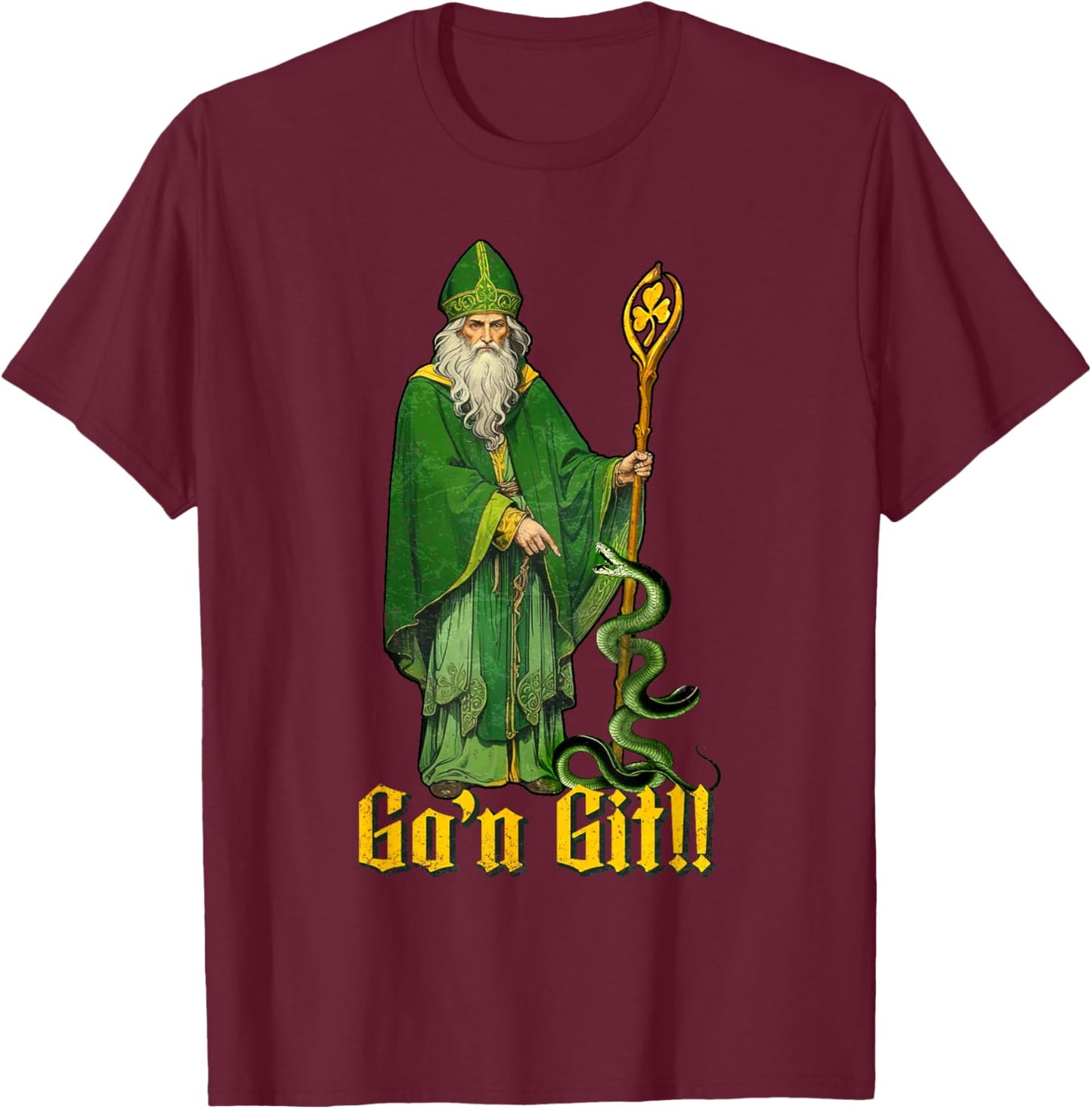 Vintage Go'n git Happy St Patricks Day Funny St Patrick T-Shirt - T-Shirt | Maroon