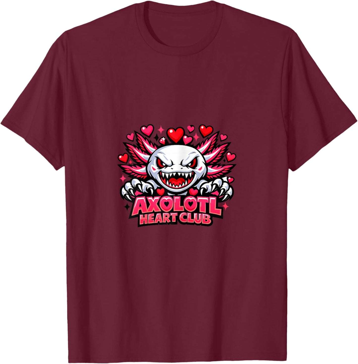 Axolotl Heart Club T-Shirt - T-Shirt | Maroon