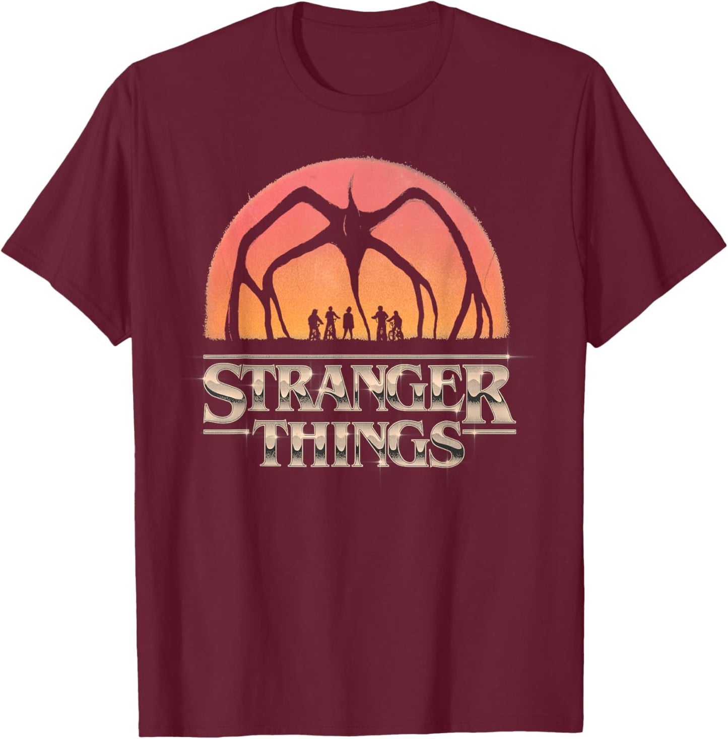 Stranger Things Season 5 Towering Mind Flayer Distressed T-Shirt - T-Shirt | Maroon