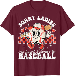 Sorry Ladies My Heart Belongs to Baseball Boy Kids T-Shirt - T-Shirt | Maroon