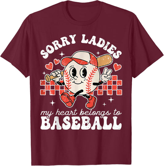 Sorry Ladies My Heart Belongs to Baseball Boy Kids T-Shirt - T-Shirt | Maroon