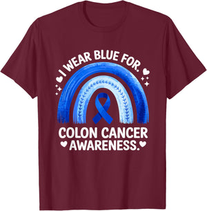 Colon Cancer Awareness in March Blue Ribbon T-Shirt - T-Shirt | Maroon