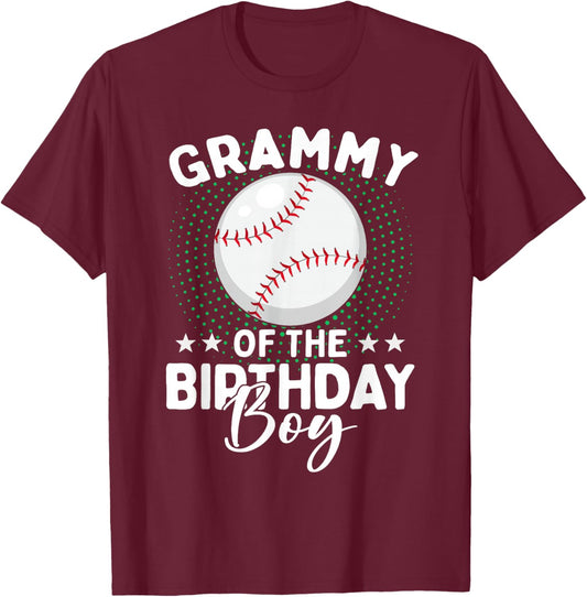 Grammy of The Birthday Boy Baseball Player Birthday T-Shirt - T-Shirt | Maroon