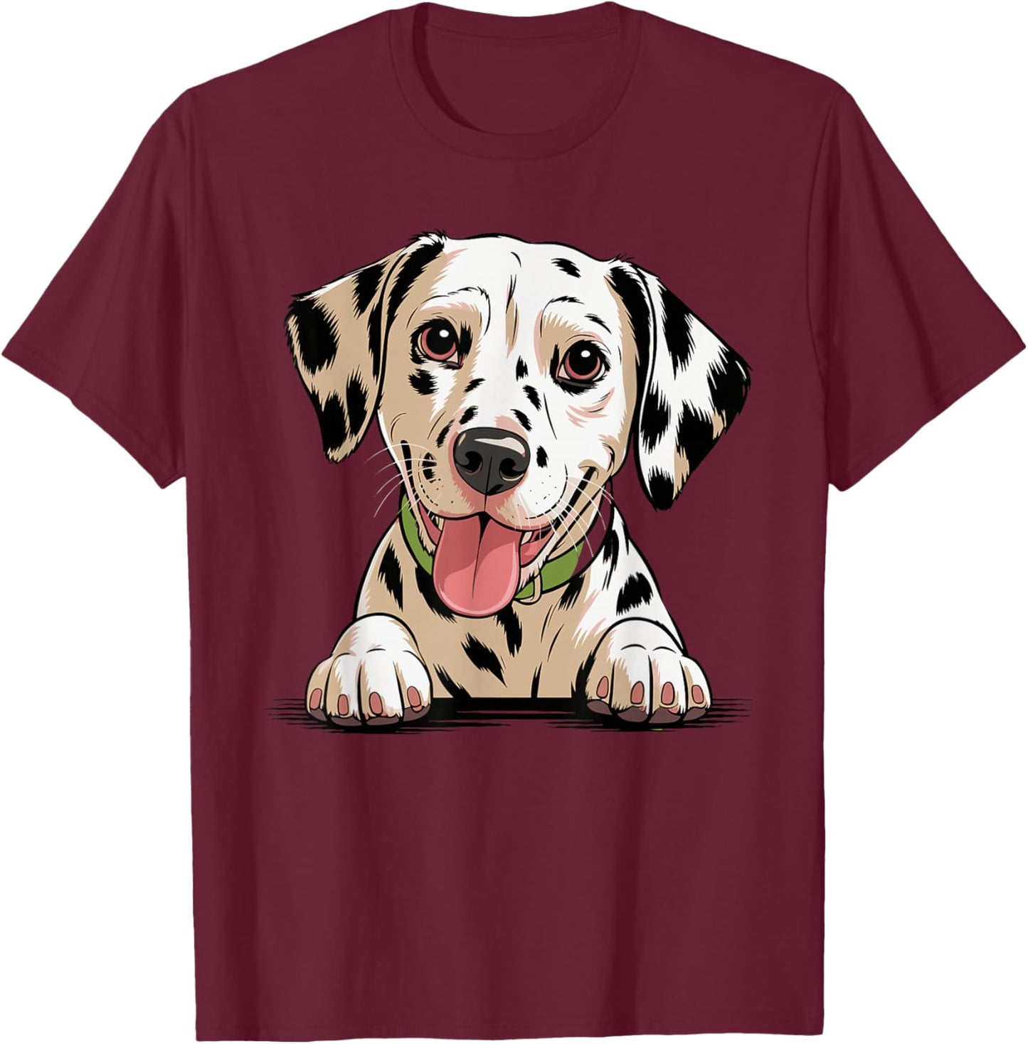 Cute Puppy Breed Artistic Spotted Fire Coach Dalmatian T-Shirt - T-Shirt | Maroon