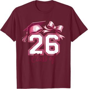 Pink Senior 2026 Coquette Bow Class of 2026 Girls Graduation T-Shirt - T-Shirt | Maroon