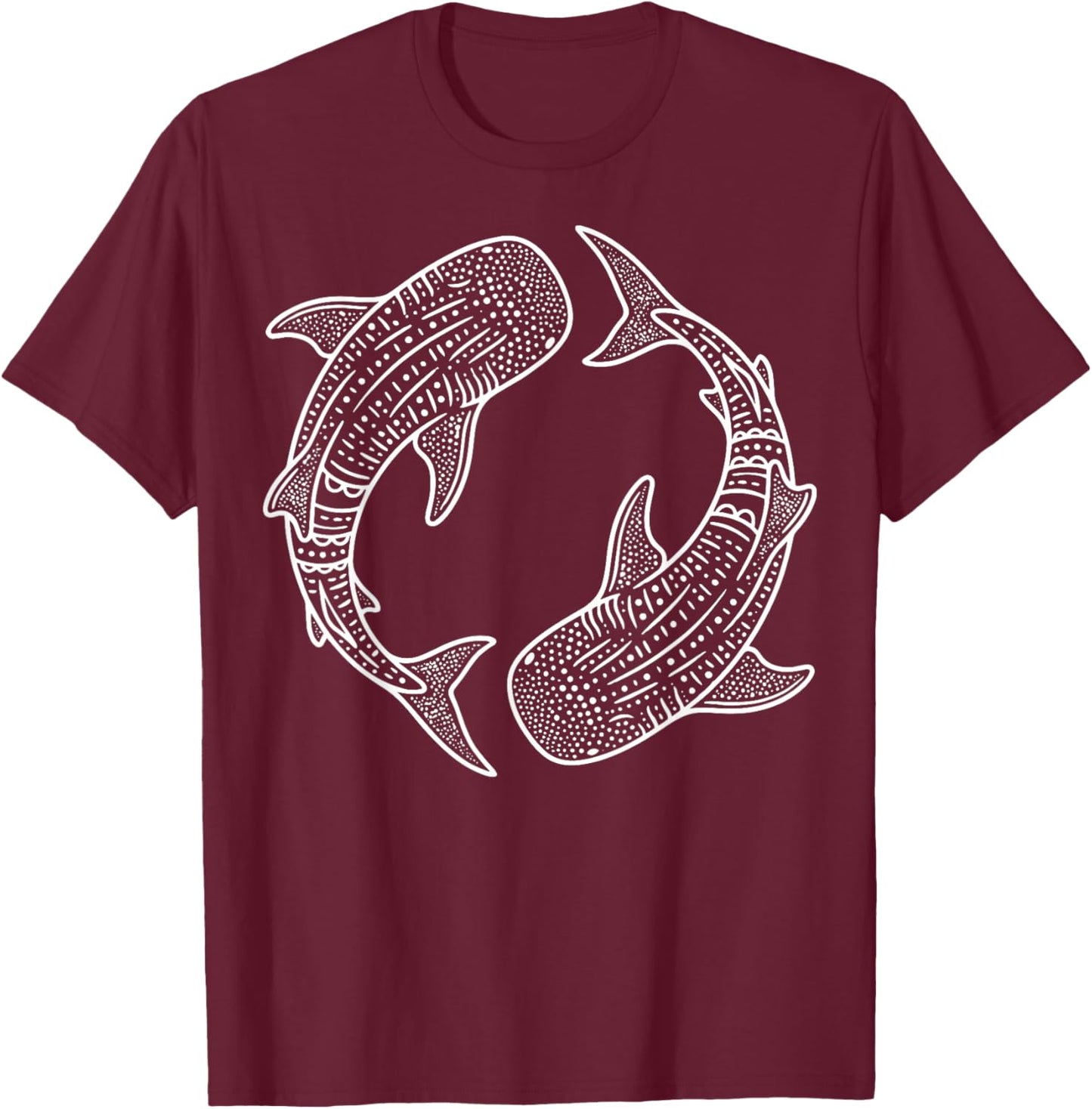 Whale Shark Yin Yang Marine Biology T-Shirt - T-Shirt | Maroon
