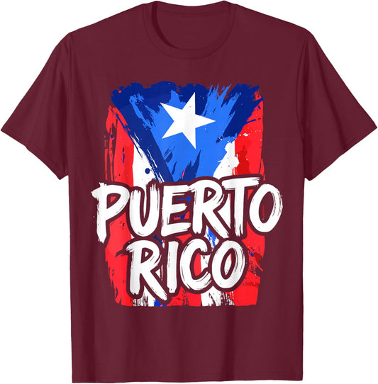 Puerto Rico Flag Boricua Rican Hispanic Heritage T-Shirt - T-Shirt | Maroon