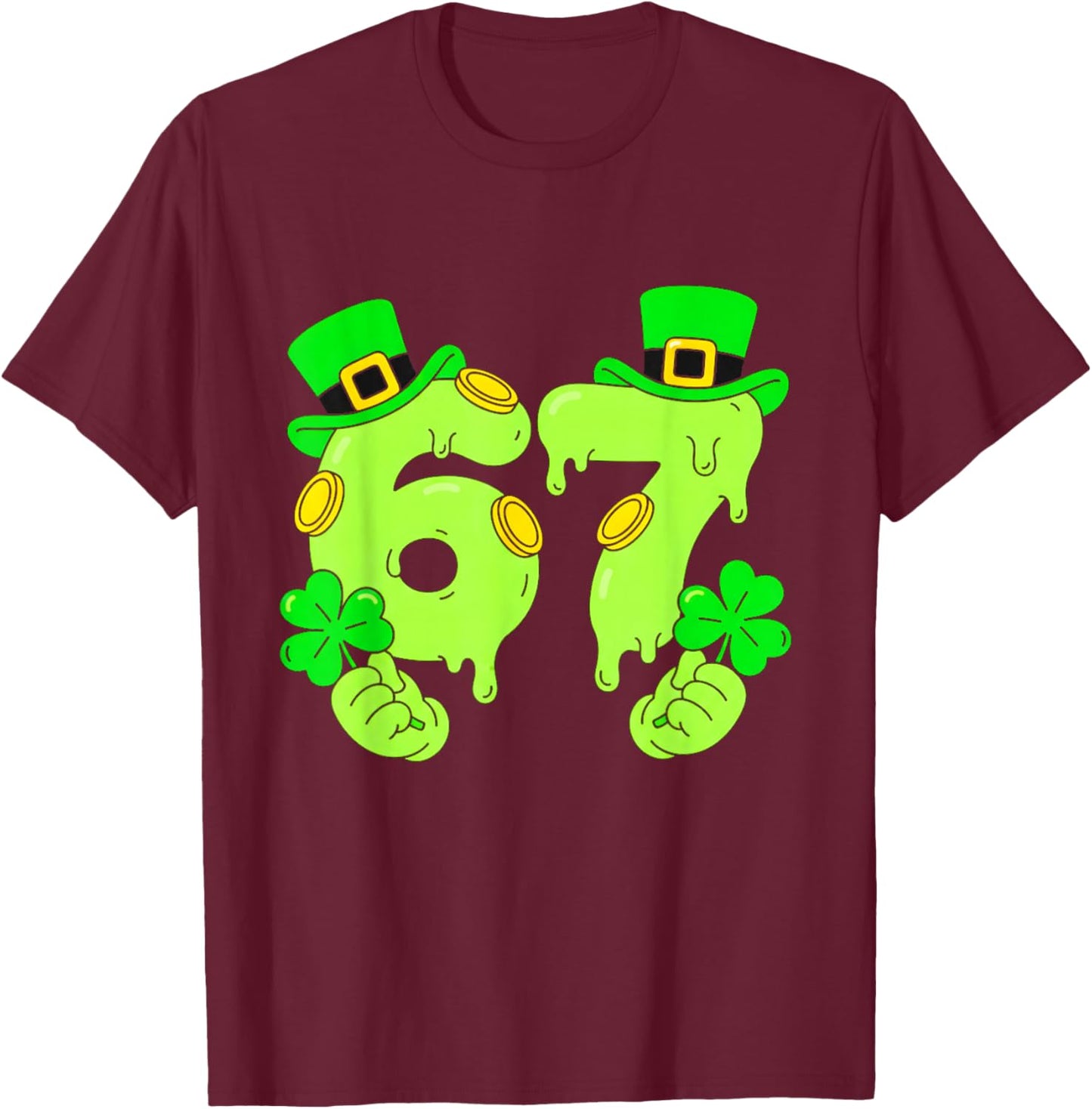 Six Seven 6 7 St Patricks Day 67 Paddys Meme Boys Kids Youth T-Shirt - T-Shirt | Maroon