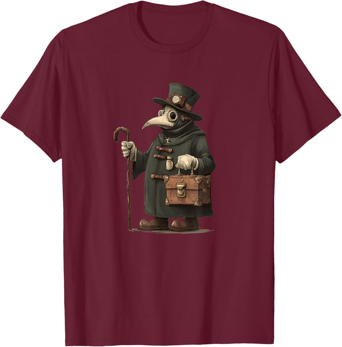 Medieval Plague Doctor Costume for Adults and Kids T-Shirt - T-Shirt | Maroon