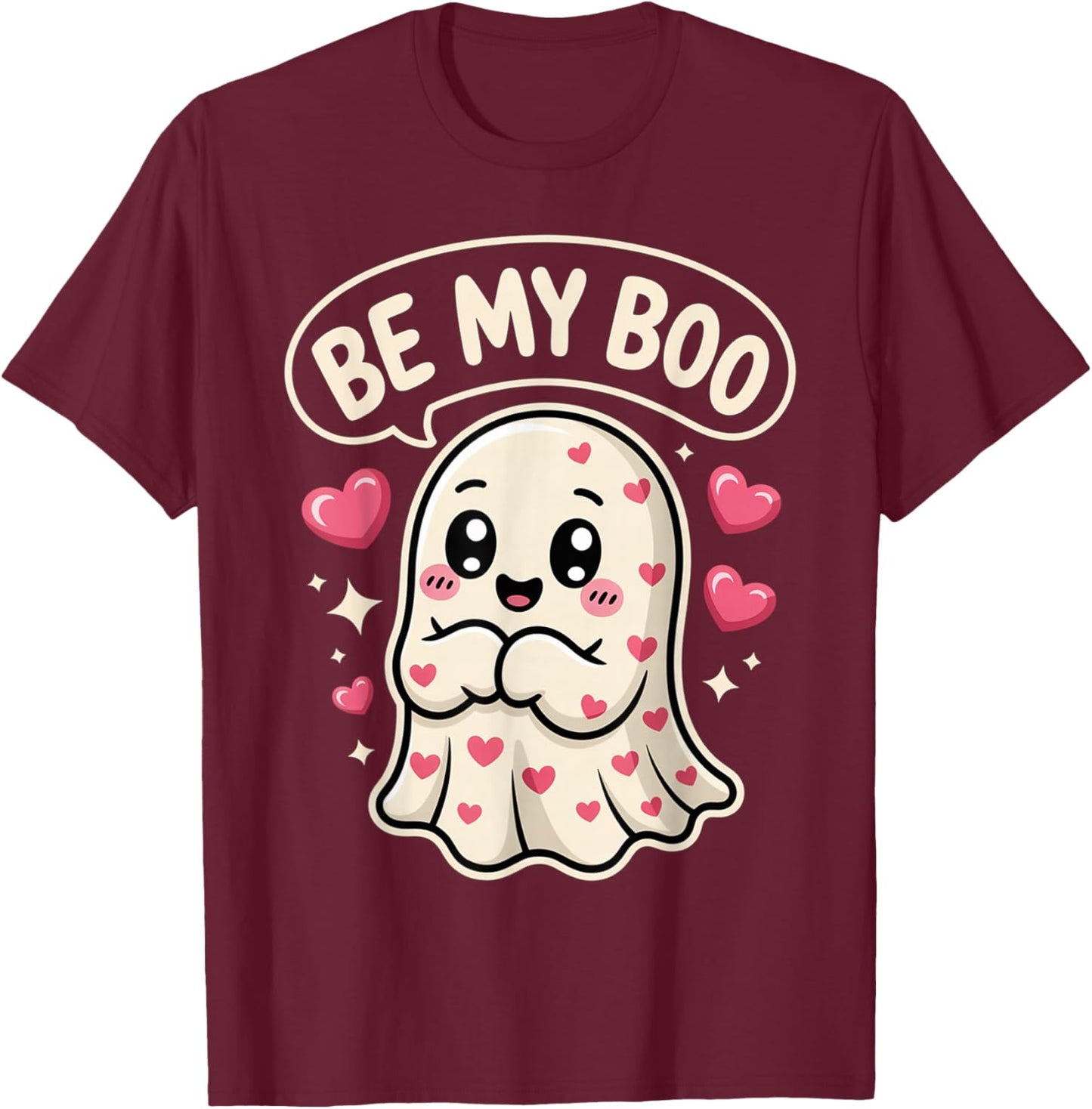 Valentine´s Day Be My Boo Cute Ghost Love T-Shirt - T-Shirt | Maroon