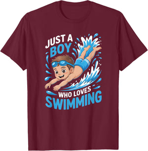 Boys Swimming T-Shirt - T-Shirt | Maroon