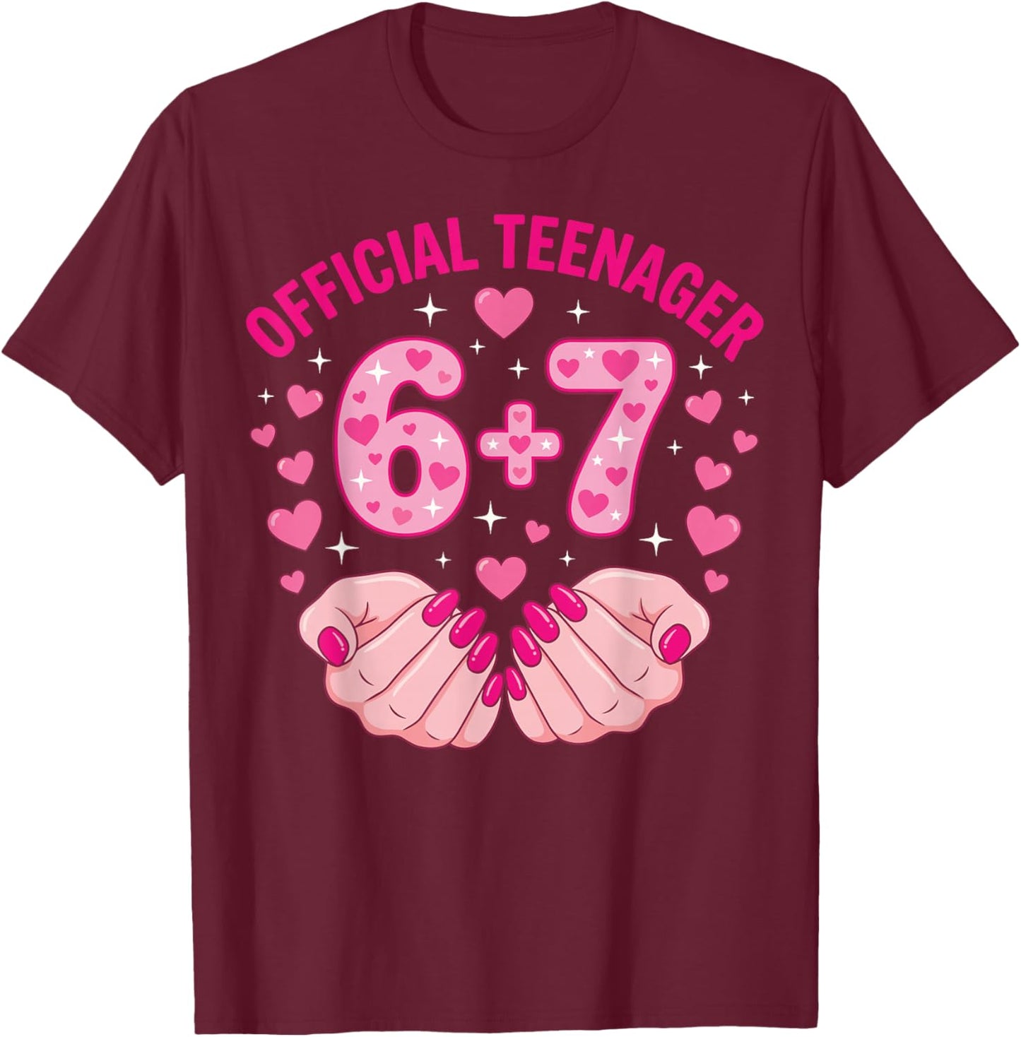 6+7 Year Old Girls Teenager Nails 13th Birthday Girl 67 T-Shirt - T-Shirt | Maroon