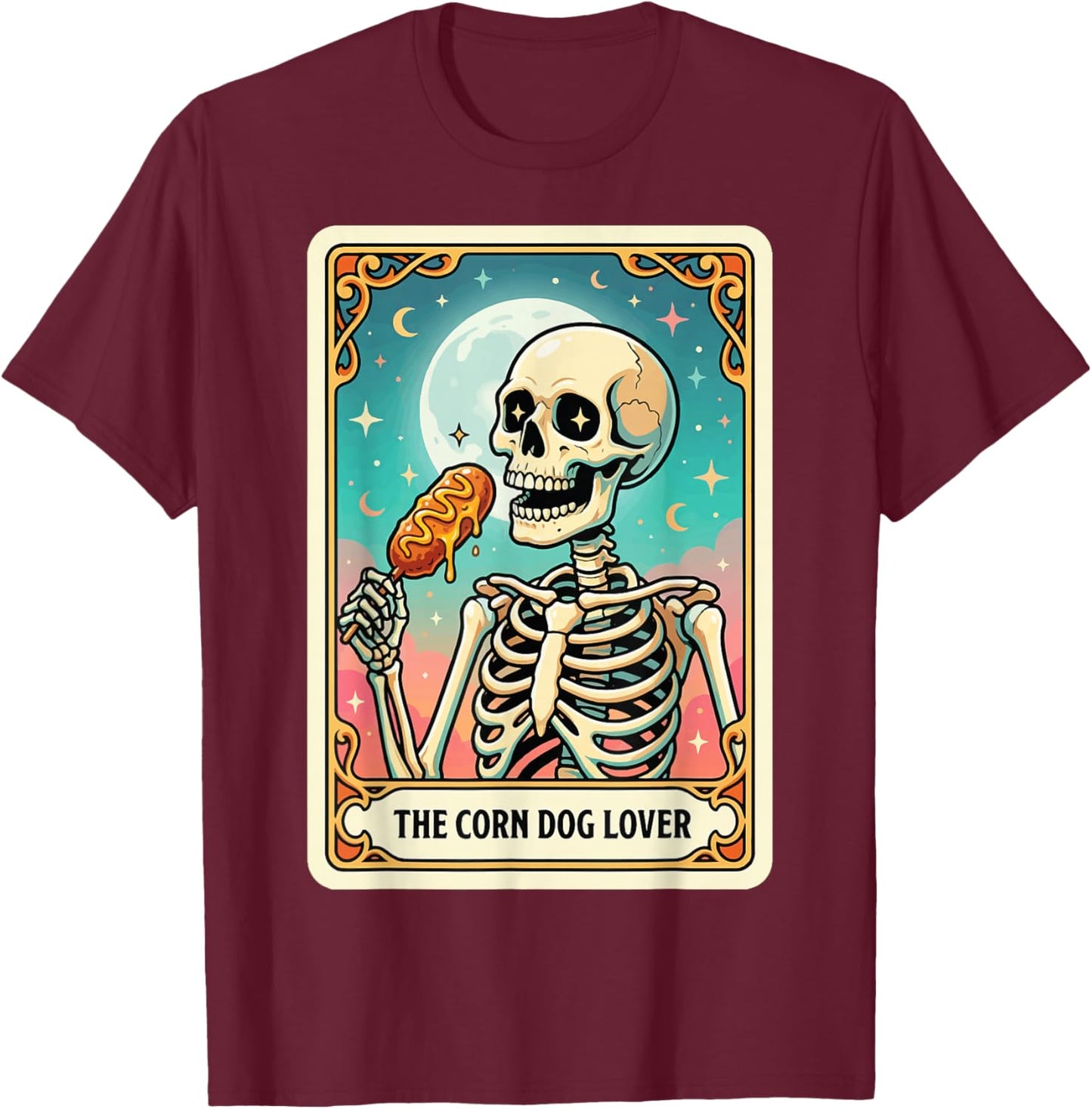 The Corn Dog Lover Tarot Card T-Shirt - T-Shirt | Maroon