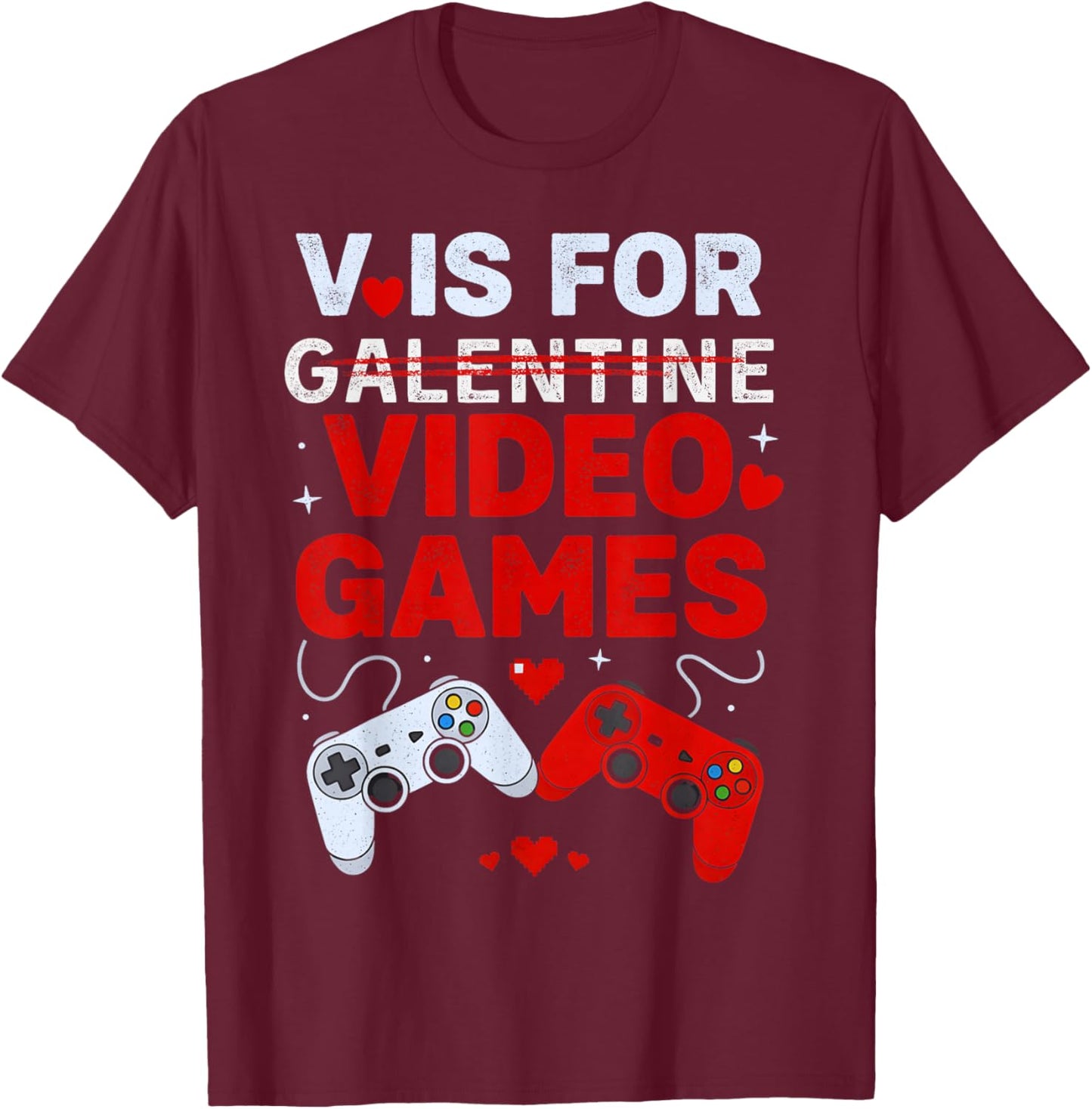 Valentines Day Boys Galentine Day Boy Video Games Kids Girls T-Shirt - T-Shirt | Maroon