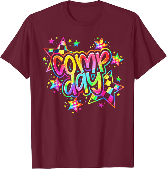 Comp Day Cheer Competition Season Cheerleading Graphic T-Shirt - T-Shirt | Maroon