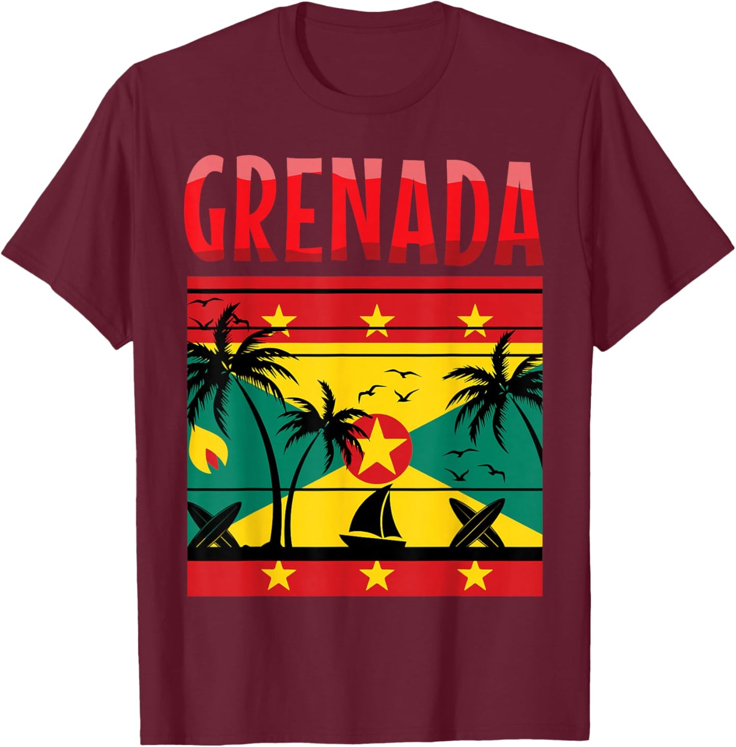 Grenada Flag Grenadian Grenada Independence Proud Grenada T-Shirt - T-Shirt | Maroon