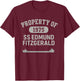 Property of SS Edmund Fitzgerald 1975, Great Lakes Freighter T-Shirt - T-Shirt | Maroon