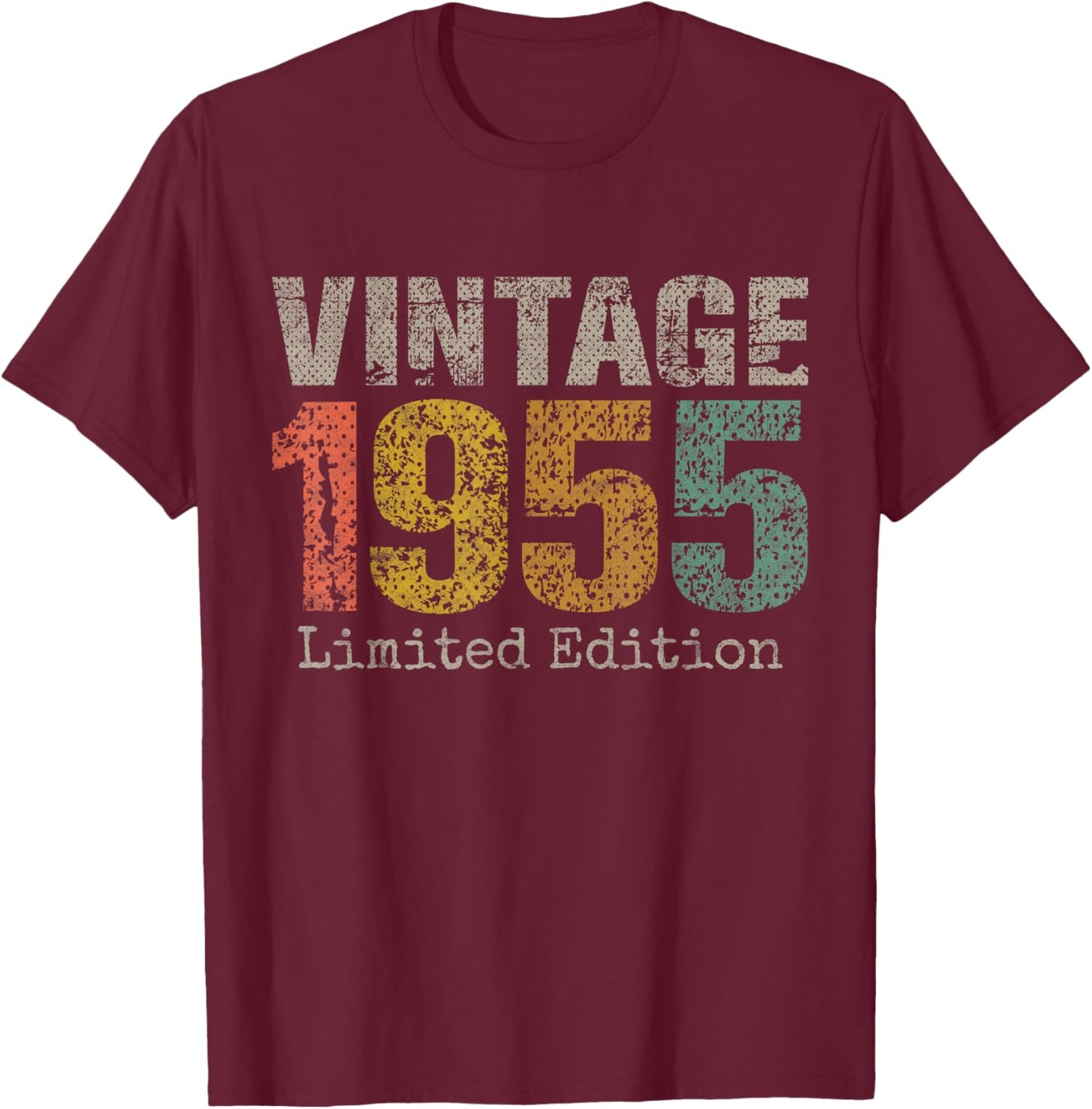 Vintage 1955 Text 71st Birthday Gift Men Women 71 Year Old T-Shirt - T-Shirt | Maroon