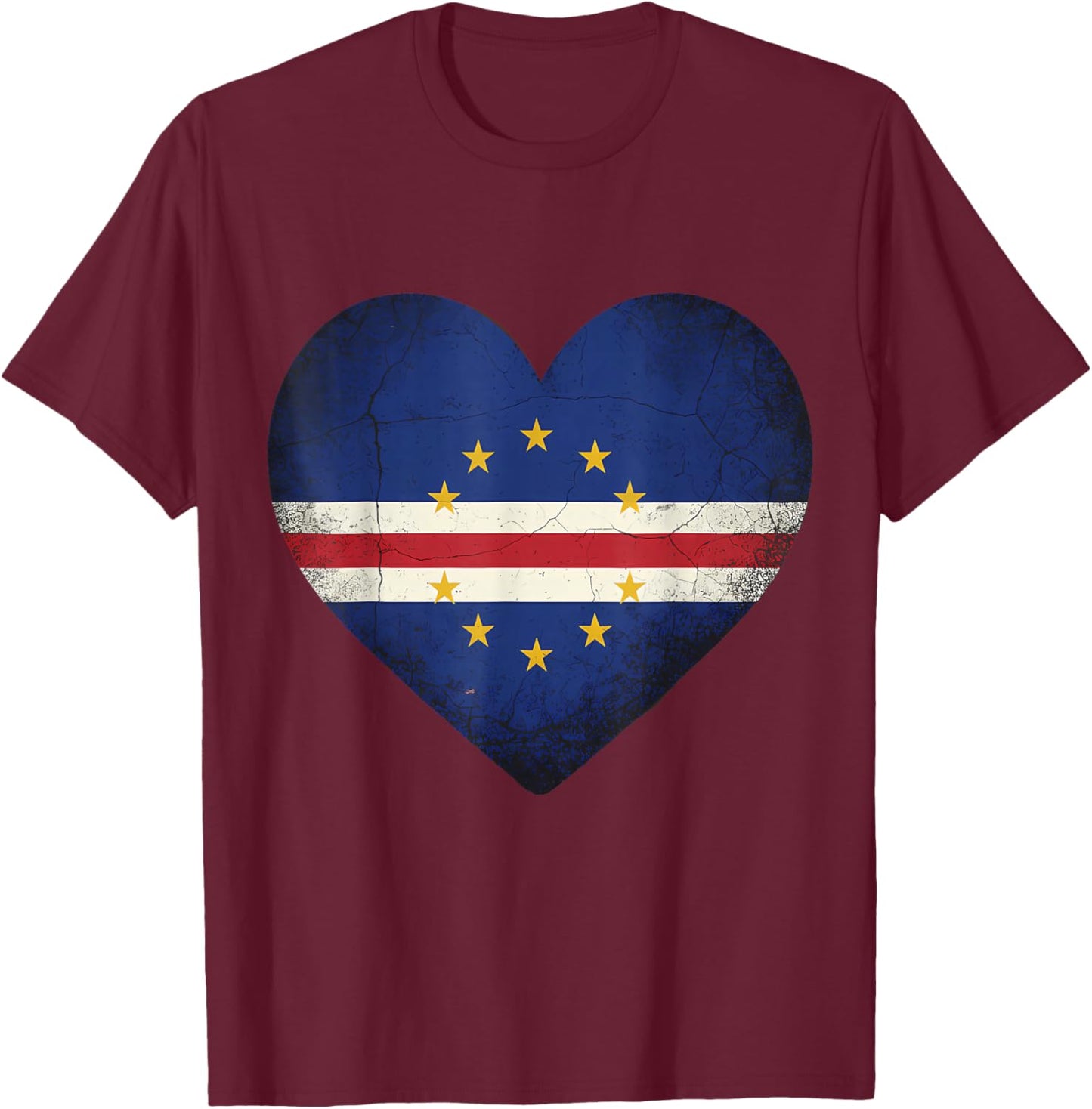 Cape Verde Roots Heart Cabo Verde Cape Verdean Flag T-Shirt - T-Shirt | Maroon