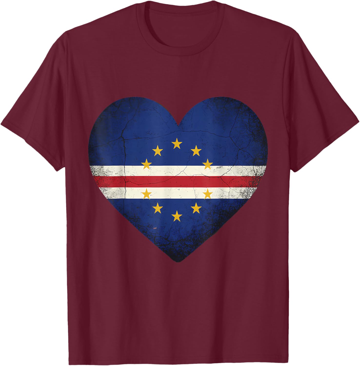 Cape Verde Roots Heart Cabo Verde Cape Verdean Flag T-Shirt - T-Shirt | Maroon