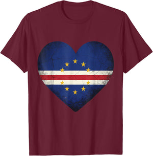 Cape Verde Roots Heart Cabo Verde Cape Verdean Flag T-Shirt - T-Shirt | Maroon