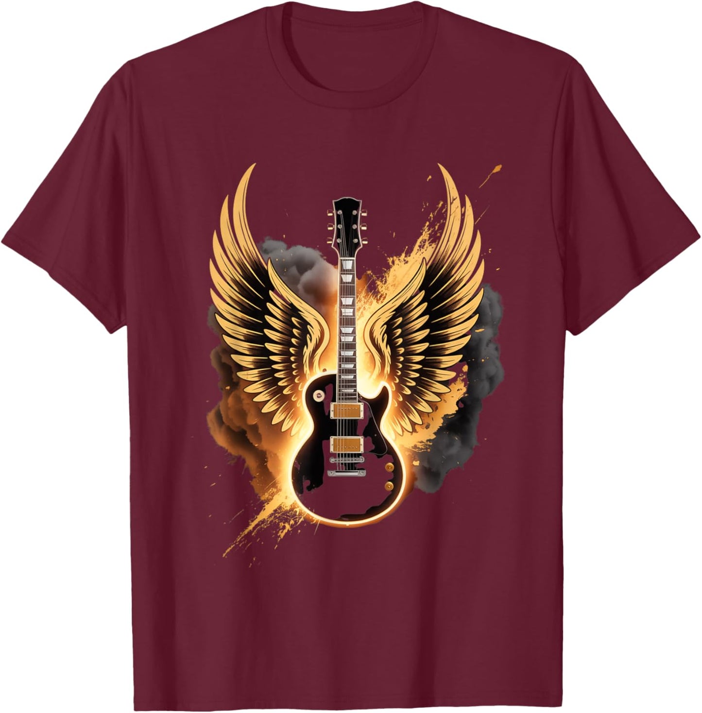 Retro Guitar Wings Abstract Art Rock and Roll Musician Gifts T-Shirt - T-Shirt | Maroon